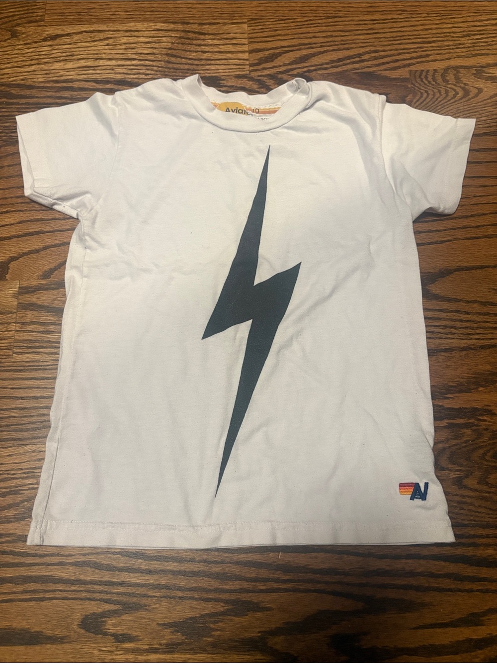 Aviator Nation White Kids Tee with Black Lightning Bolt